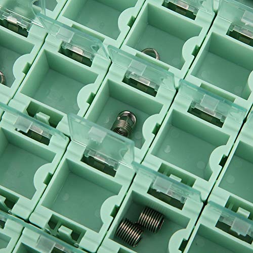 50pcs/Set Green SMT SMD Container Box, Electronic Components Parts Storage Case with Transparent Lid, Mini Component Assortment Storage Box, Tool Organizers
