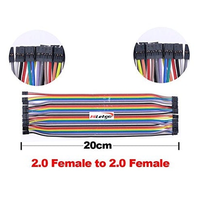 HiLetgo 200pcs/5x40pcs Breadboard Jumper Wires with Male Pin or Female Pin 2.54mm 2.0mm Male Female Pin Mutual Transfer Length 20CM Electronic Jumper Cables Assortment Kit for DIY - size: Small