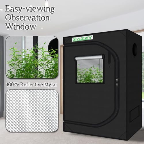 zazzy 4x2 Grow Tent, 48"x24"x60" 600D Mylar Reflective Growing Tents - size: 48"x24"x60"