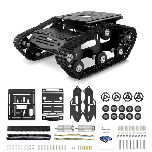 Black Tracked Tank Chassis Encoder Robot Kit for Arduino DIY - color: Black, size: With Encoder motor