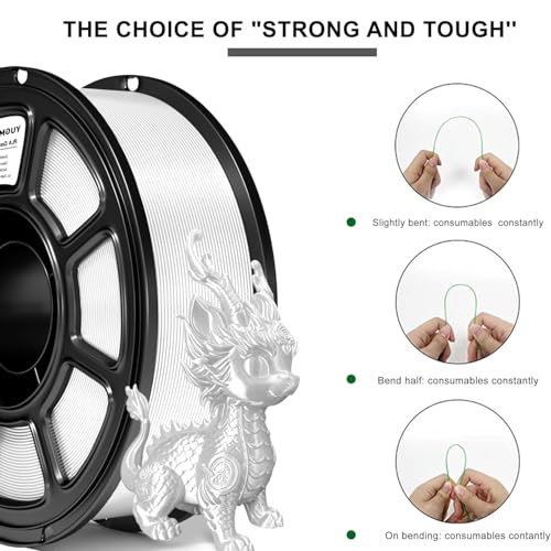 Silk Pla Plus Filament 2KG Bundle, 1.75mm+/- 0.02 mm,White+White - color: A-1kg*2 White