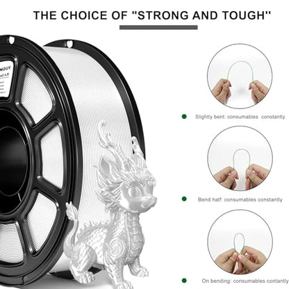 Silk Pla Plus Filament 2KG Bundle, 1.75mm+/- 0.02 mm,White+White - color: A-1kg*2 White