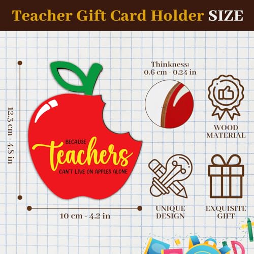 Apple New Year Gift Card Holder - Wooden Teacher Coffee Gift Card Holder - color: Apple