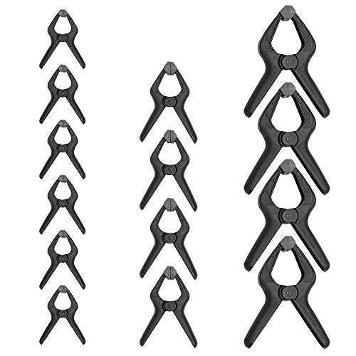 Amazon Basics 14-Piece Nylon Spring Clamp Set for Photography, Woodworking and Crafts, 6 Pack of 3-3/8-inch, 4 Pack of 4-1/2-inch, 4 Pack of 6-1/2-inch, Black/Grey - style: 14-Piece