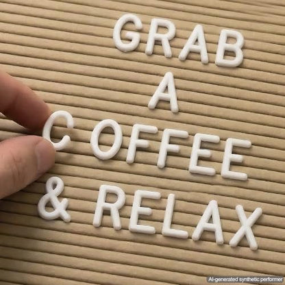Rustic Cappuccino Felt Letter Board 10x10 Inch with Stand and Wood Frame - color: Rustic Cappuccino