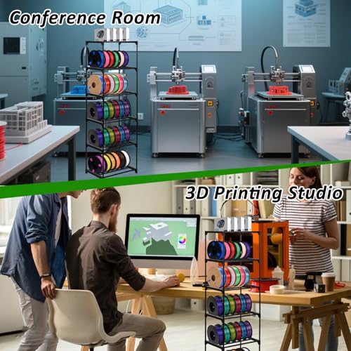 2 Pack 3D Printer Filament Storage Rack, 6-Tier Large Capacity Spool Holder, Heavy Duty Metal Filament Organizer Shelf for PLA/ABS/TPU/Other 3D Printing Materials, Printing Studio & Workshop