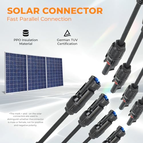 Solar Panel Connector 4 to 1 Solar Panel Splitter 4 Way 1000V Solar Panel Parallel Connectors Solar Adapter Cable Plug Pair for Solar System Solar Panel (4 to 1 1 Pair) - color: 4 to 1 (1 Pairs), size: Y Branch