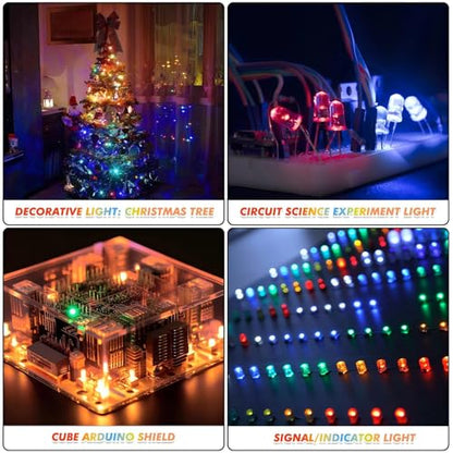 EBOOT 200 Pcs Clear Light Emitting Diodes Bulbs LED Lamp,5mm,5 Colors - color: 5 Colors