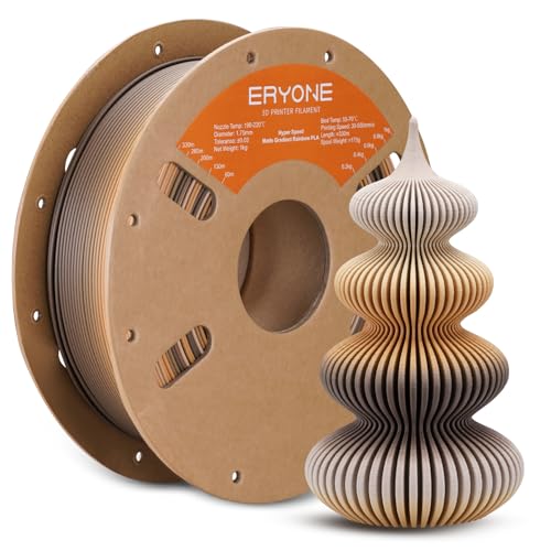 ERYONE Matte Gradient Rainbow 3D Printer PLA Filament 1.75 +/- 0.03mm, HS Matte Multicolor High Speed Filament PLA 1KG(2.2LBS) Spool, Coffee - color: Matte Gradient Coffee, size: 1KG