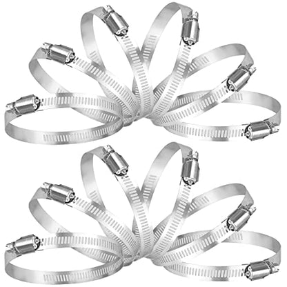 TICONN 12PCS Hose Clamps Set 304 Stainless Steel, 3"-4" Worm Gear - size: SAE #56 12PCS 3"~4"
