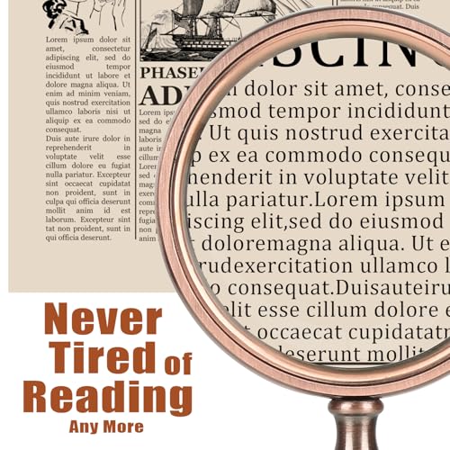 10X Handheld Magnifying Glass Vintage Reading Magnifier with Wooden Handle