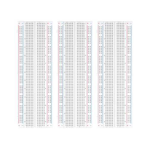 ELEGOO 3pcs Breadboard 830-Point Solderless Prototype PCB Board Kit - size: 3 PCS 830 Point