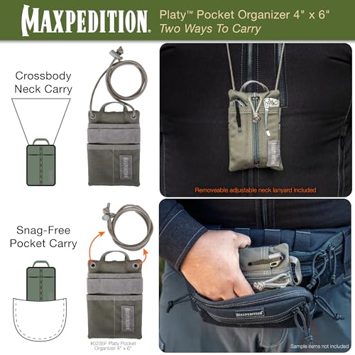 Maxpedition Platy Pocket Organizer, EDC Tool Pouch, Neck Wallet - color: Foliage, size: 4" x 6"