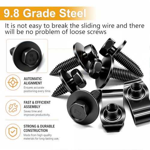 weideer 20PCS M8-1.25 Universal Fender Liner Screw U Nut Kit,Engine Splash Shield Hex Head Screw U Clips,Automotive Body Screws Clips(25sets) K-G132-M8-20PCS - color: BK-M8