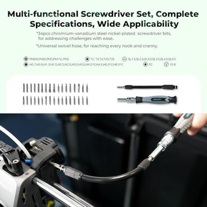 Creality 3D Printer Tools Kit, 74 Pcs in 1 3D Printing Tool Wrap Kit Assembly/Removal/Finishing/Filament Cutting Set with Nozzle Cleaning Kit 3D Printer Accessories for All FDM 3D Printers