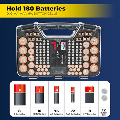 Battery Daddy Ontel Organizer Storage Case & Tester, Holds 180, Charcoal - color: Charcoal