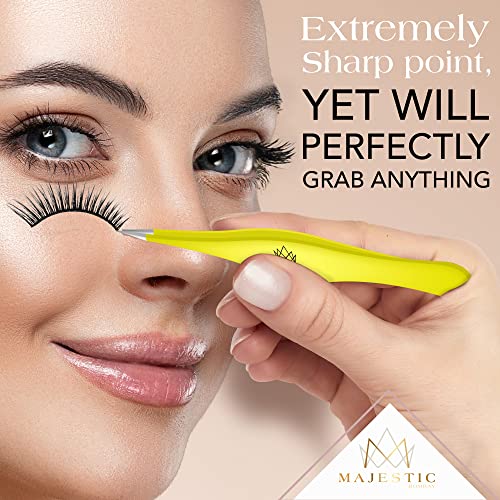 Majestic Bombay Fine Point Tweezers, Needle Nose, Tick Removal, Women, Men - color: Yellow