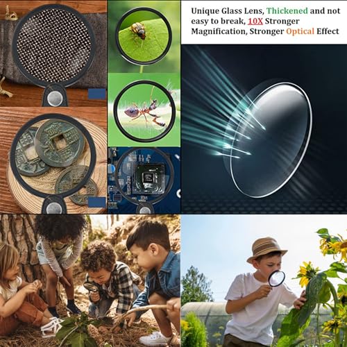 10x Small Magnifying Glass for Seniors/Kids, Pocket Folding Magnifier