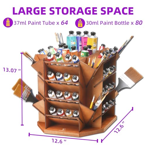 Paint Tube Organizer, 360° Rotating Storage Rack for Artists