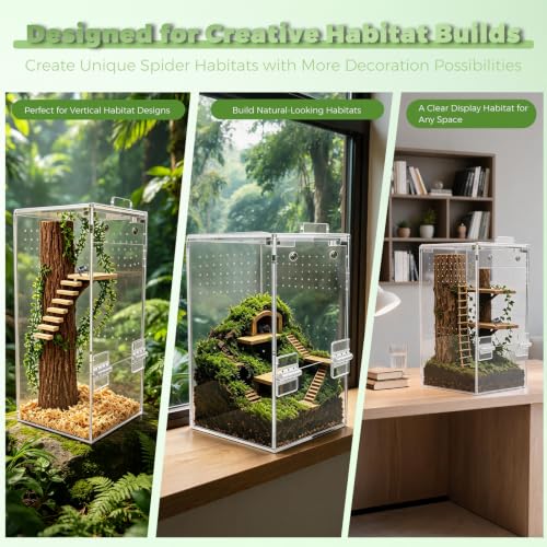 Jumping Spider Enclosure 4" x 4" x 8" Fully Assembled Acrylic Habitat Kit