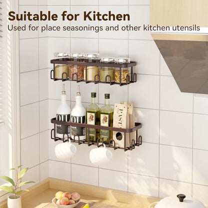 YASONIC Shower Caddy Adhesive, Rustproof Shower Organizer, Wall Shower Rack - color: Bronze