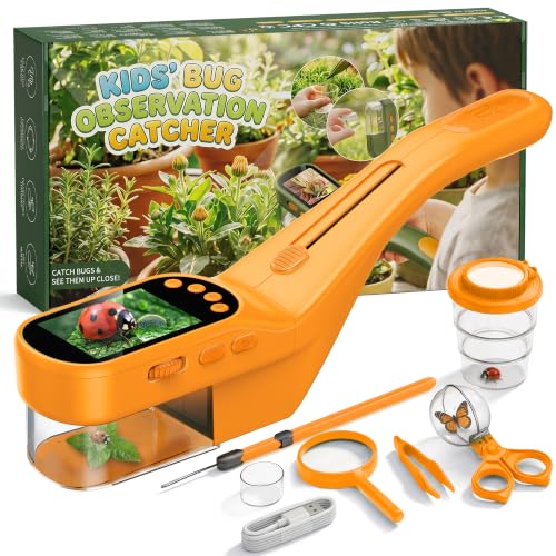 CIMELR Bug Catcher for Kids 500X Microscope, 2.4" Screen STEM Toy Gift - color: Yellow