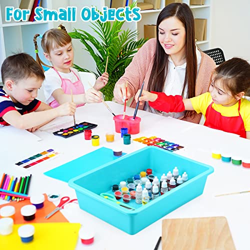 Kigley 16 Pcs Flat Storage Tray Organizer Bin Letter Size Paper Trays for Classroom Art Activity Plastic Stackable File Paper Organizer for Teacher Students School Office Book Organization