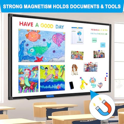 H-Qprobd 60"x48" White Board for Wall Large Magnetic Dry Erase Board with Black Aluminum Frame, Presentation Whiteboard Suitable for Home, Office, Classroom & Kitchen - size: 60"W x 48"H