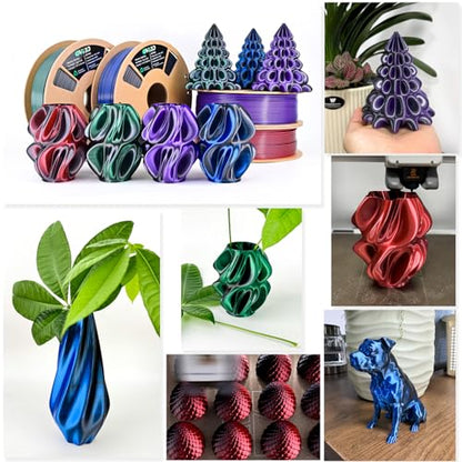 OVV3D Silk PLA Filament 1.75mm, Dual Color PLA Filament 3D Printer Filament, Black Purple 3D Printing Filament +/-0.02mm, 1kg Spool /2.2lb - color: Dual-color Black Purple