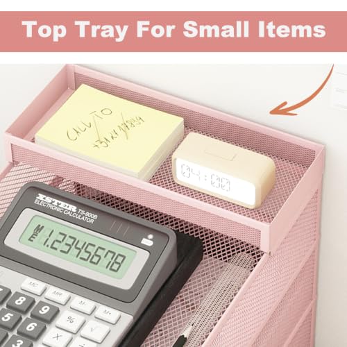 Natwind 3-Tier Stackable Metal Mesh Letter Paper Tray Organizer,Pink - color: Pink, size: 3 tier