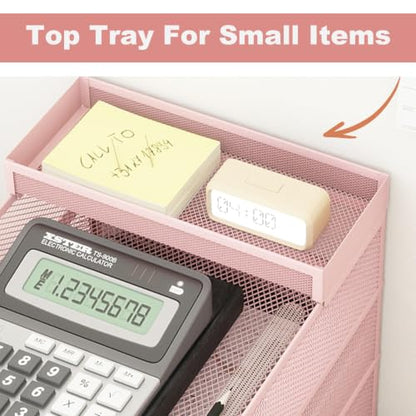 Natwind 3-Tier Stackable Metal Mesh Letter Paper Tray Organizer,Pink - color: Pink, size: 3 tier