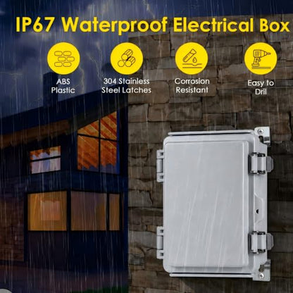 IP67 ABS Outdoor Electrical Junction Box Waterproof with Aluminum DIN Rail - color: Grey, size: 5.9"×3.9"×2.8"