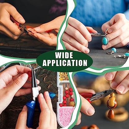 Keadic 8Pcs Jewelry Pliers Set - 4.5" Round Nose, Wire Cutting, Chain Nose Pliers With Tweezers, Jump Ring Opener for Jewelry Making, Wire Wrapping, Beading