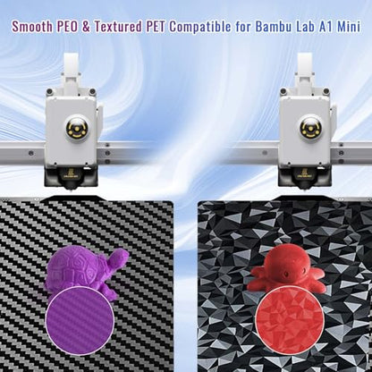 IdeaFormer 3D PEO PET Build Plate - Bambu Lab A1 Mini, Carbon Fiber PET Double Sided Textured Plate, 184x184mm - color: Smooth PEO+Smooth PET