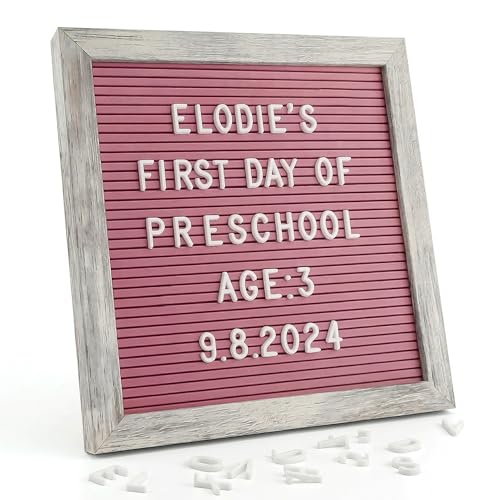 Rustic Hot Pink Felt Letter Board 10x10 Inch, 336 Changeable Letters - color: Rustic Hot Pink
