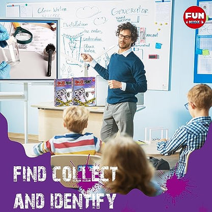 Detective Fingerprint Kit for Kids Ages 8-12, FunKidz Spy Gear Pretend Play STEM Science Kit Project with Crime Scene Investigations Educational Class Tools for Boys Girls