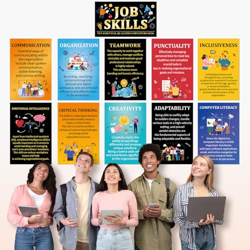 Outus 11 Pcs Job Skills Posters High School Classroom Decorations, Elegant - style: Elegant