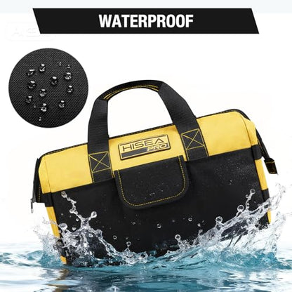 HISEA 3 Pack Heavy Duty Tool Bag, 16-Inch Waterproof Tools Organizer Tote - color: Yellow, size: 16 Inch