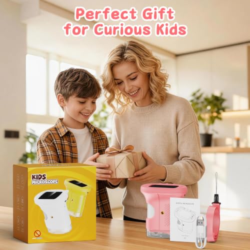 SEEKID Kids Microscope,1000X Handheld Digital Microscope (Pink) - color: Pink