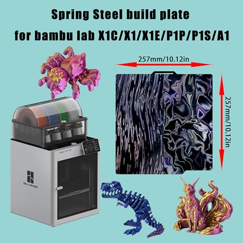 Tinytrees Build Plate for Bambu Lab P1S P2S A1 X1C X1 X1E P1P: Smooth PEI H1H Carbon PET PEO PEY Sheet Bed Plate P1S Build Plate for 3D Printing Hobbyist, 257 X 257mm - style: Water Ripples+Wood Grain