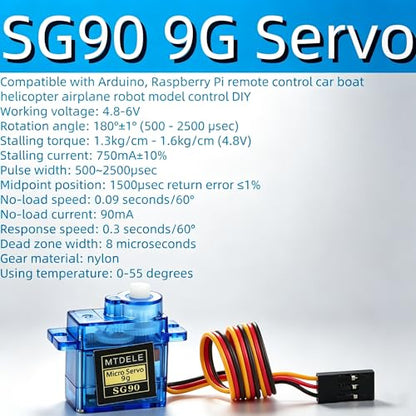10Pcs SG90 9G Servo Motor Compatible with Arduino Raspberry Pi Robot