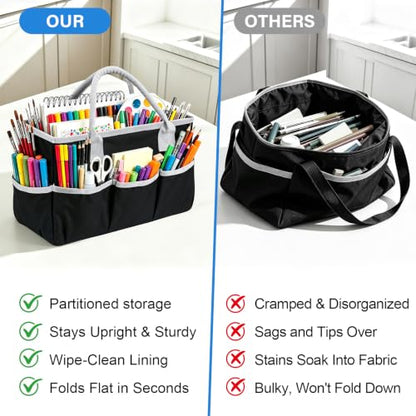 ZKOO Art Craft Organizer Tote Bag, Desktop Tote and Organizer Black - color: Black