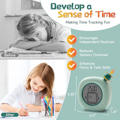 VEWINGL Visual Timer with Count Up & Countdown for Study, Work & Kitchen - color: Green