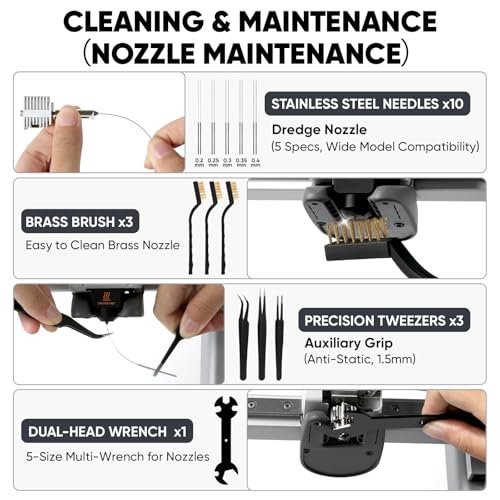 3D Printer Tools Kit Essential,for All FDM/SLA model,3D Printer Accessories Printing Tool, Model Process, Finishing, Cleaning, Maintenance, Includes Deburring Tool, Wire Cutter, Nozzle Cleaning Needle