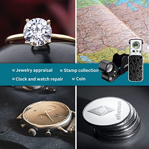 JARLINK 2 Pack 30X 60X 90X Illuminated Jewelers Loupe - color: Black