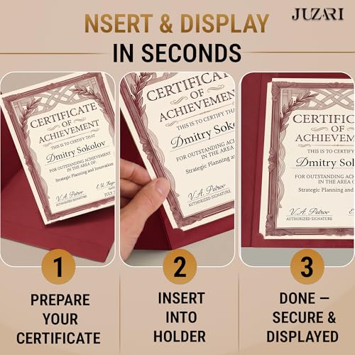 50 Pack Double Sided Certificate Holders 8.5x11 Burgundy - Heavyweight 300gsm Cardstock Diploma Holder - Dual Certificate Folder Letter Size Graduation Award Certificate with Gold Foil Diploma Cover - color: Burgundy-Gold, size: 50 Pack