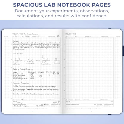 Clever Fox Laboratory Notebook, Lab Notebook, Chemistry Research, Dark Blue - color: Dark Blue