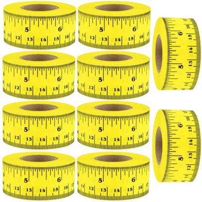 ChromaLabel 1 Inch Adhesive Measuring Tape with Ruler, Yellow, Case of 10 - color: Yellow, size: 1" Wide Pack of 10