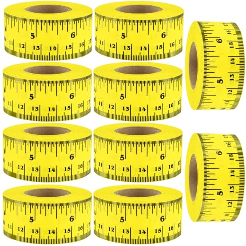 ChromaLabel 1 Inch Adhesive Measuring Tape with Ruler, Yellow, Case of 10 - color: Yellow, size: 1" Wide Pack of 10