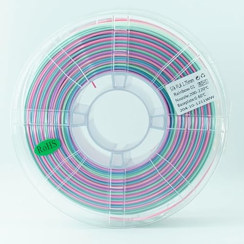 Rainbow PLA Filament, Multicolor Gradient Silk PLA Filament, Dimensional Accuracy +/- 0.02 mm, 1kg Spool(2.2lbs), 1.75 mm, Rainbow Memphis - color: 1kg Rainbow Memphis